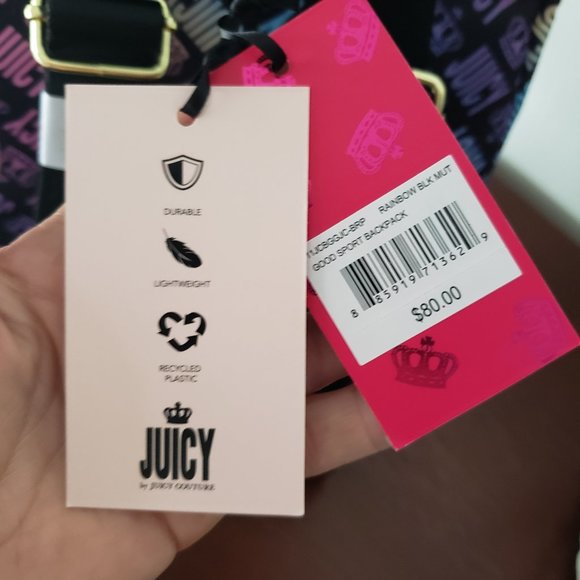 Juicy By Juicy Couture Good Sport Backpack Black Multicolor NWT main image 5